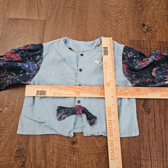 Vintage Baby Guess Georges Marciano Floral Puff Sleeve Shirt 4Y Made in USA - Picture 6 of 7